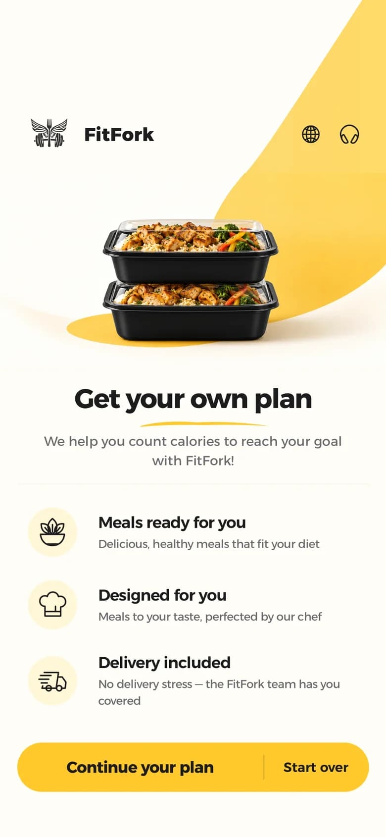 The FitFork iPhone app in English: get your own plan